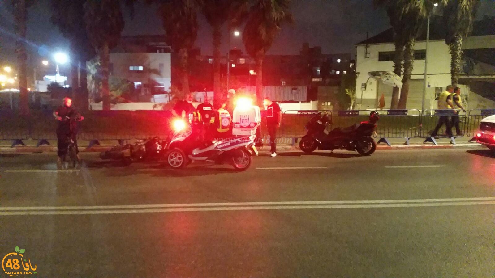 يافا: إصابة متوسطة لراكب دراجة نارية بحادث طرق 